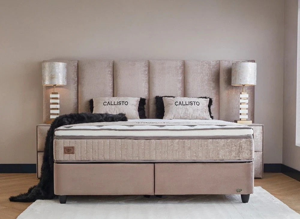 Boxspringbett Callisto Beige Voll-orthopädisches Komfortbett mit Bettkasten, Stauraum, inkl. kostenlose Lieferung und Montage - Image 9
