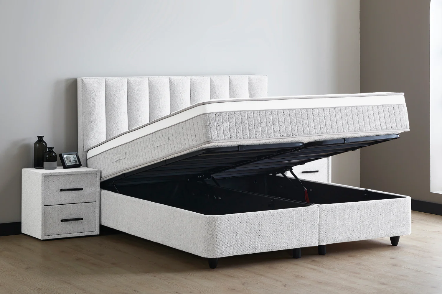 Boxspringbett Lucy Creme Voll-orthopädisches Komfortbett mit Bettkasten, Stauraum, inkl. kostenlose Lieferung und Montage - Image 3