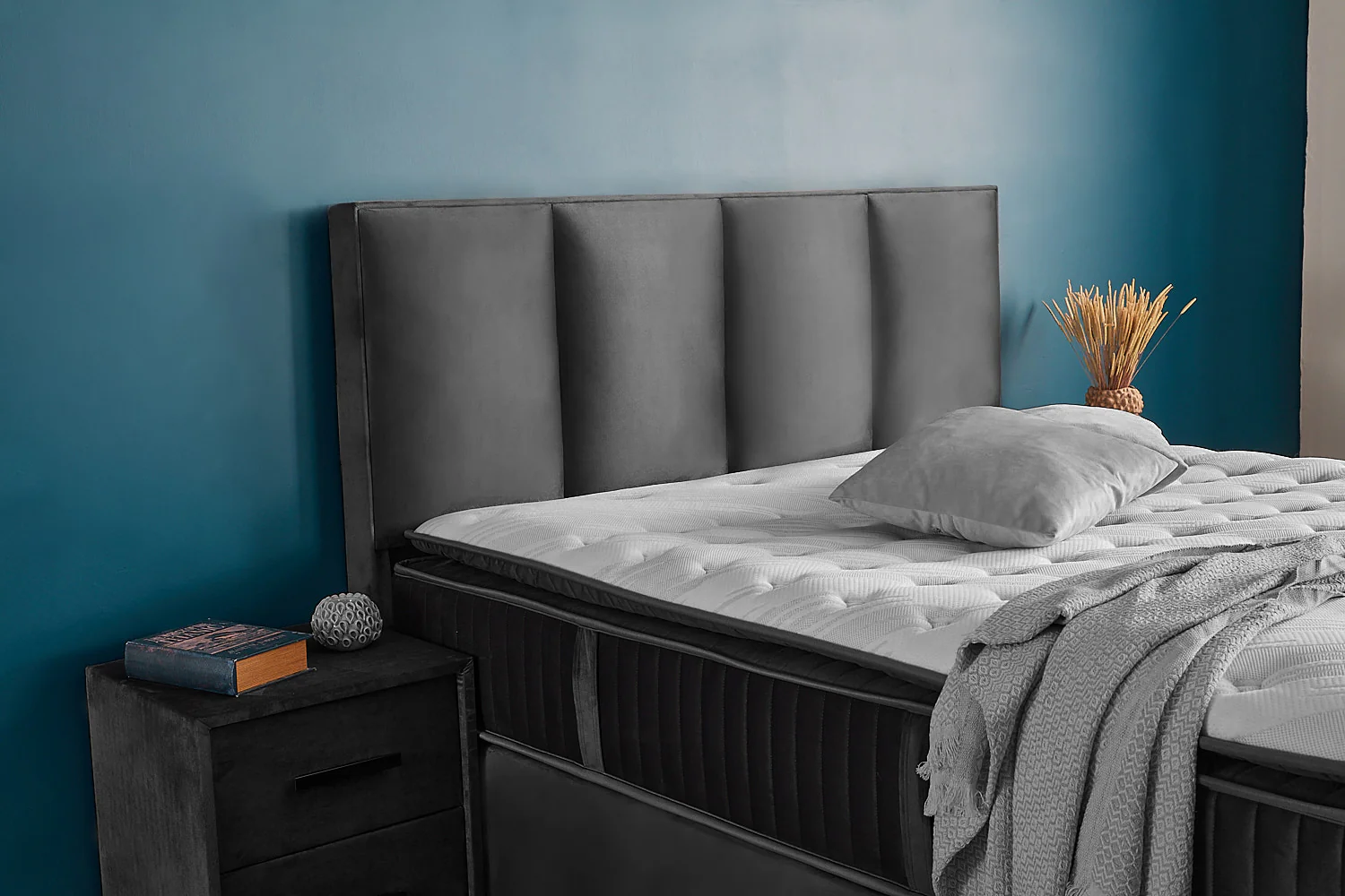 Boxspringbett Nora Grau Voll-orthopädisches Komfortbett mit Bettkasten, Stauraum, inkl. kostenlose Lieferung und Montage - Image 14