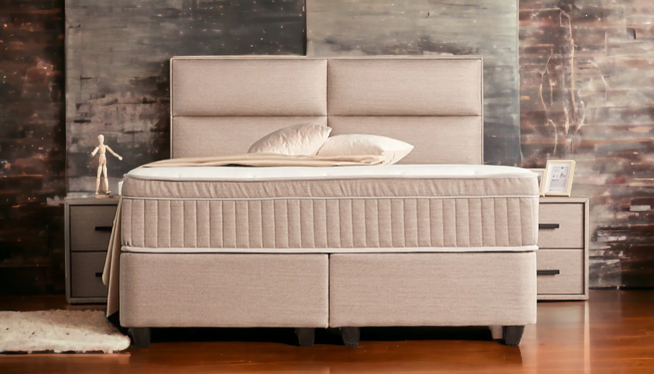 Boxspringbett Senna Beige/Braun Voll-orthopädisches Komfortbett mit Bettkasten, Stauraum, inkl. kostenlose Lieferung und Montage - Image 6