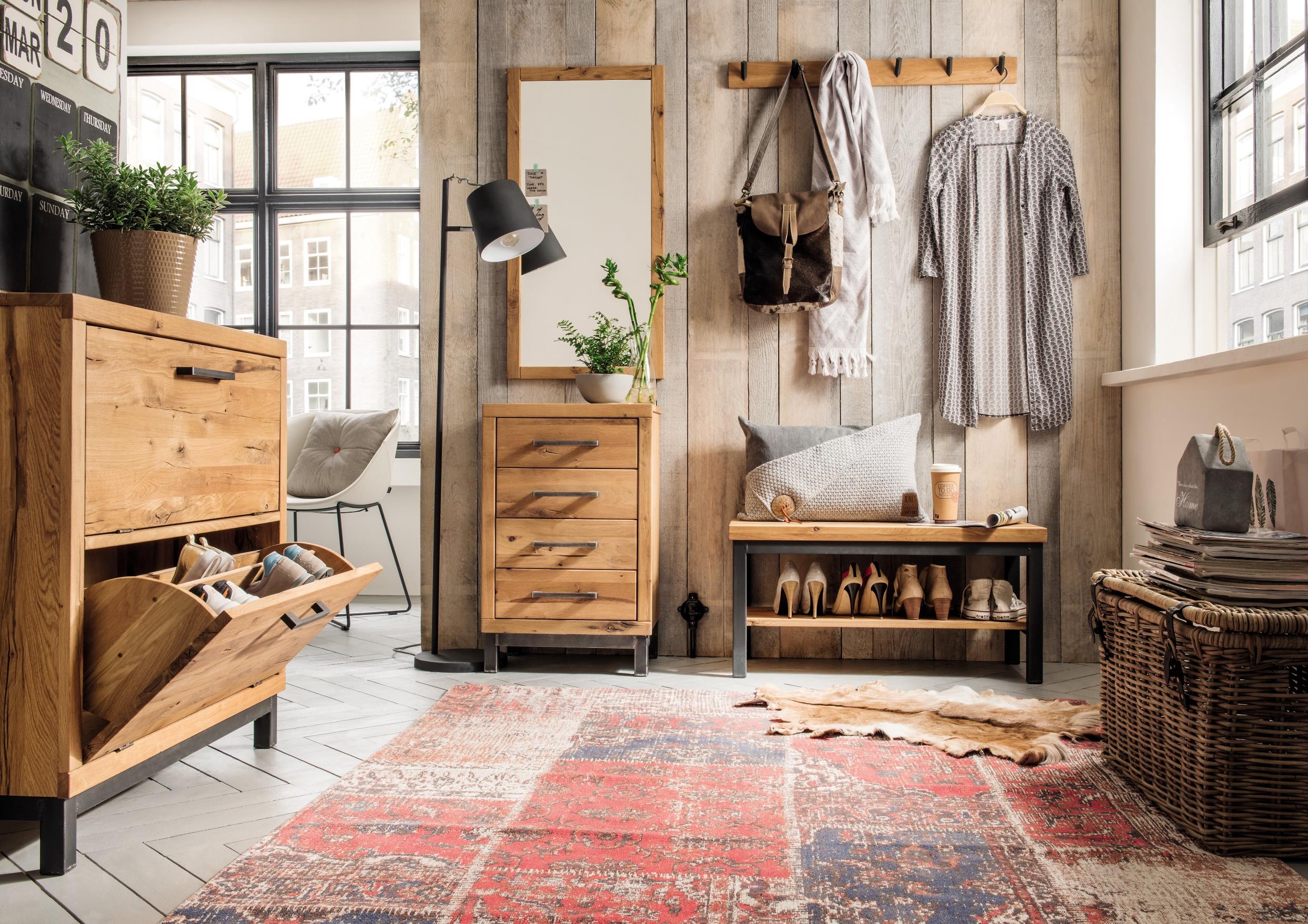 Schuhschrank Brest Wildeiche/ Kernbuche massiv B/H/T 90 x 90 x 38 cm - Image 8