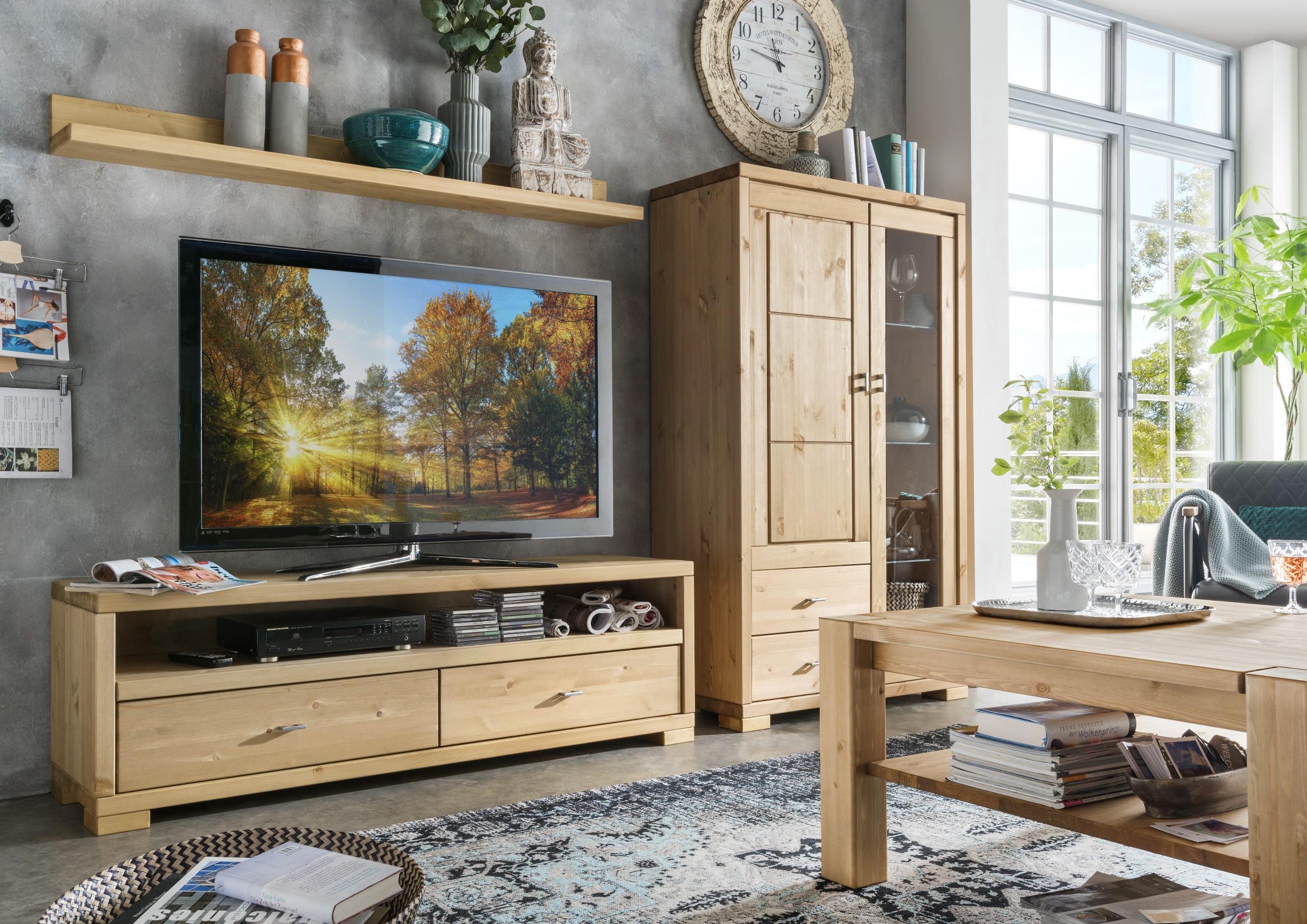 Infantil Vita TV Lowboard Kiefer massiv mit 2 Schubladen Breite 120/160 cm x H 51 cm - Image 5