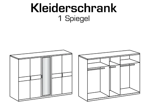 Drehtürenschrank Budapest mit Spiegel B/H/T ca. 180/225 x 208 x 58 cm - Image 8