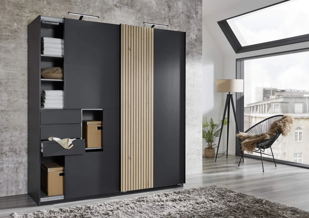 Schwebetürenschrank Coburg mit Schubladen B/H/T ca. 180 x 198 x 65 cm - Image 4