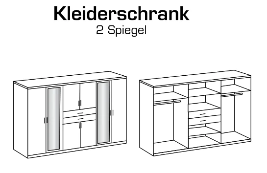 Drehtürenschrank Diver mit Spiegel und Schubladen B/H/T ca. 225/270 x 208 x 58 cm - Image 11