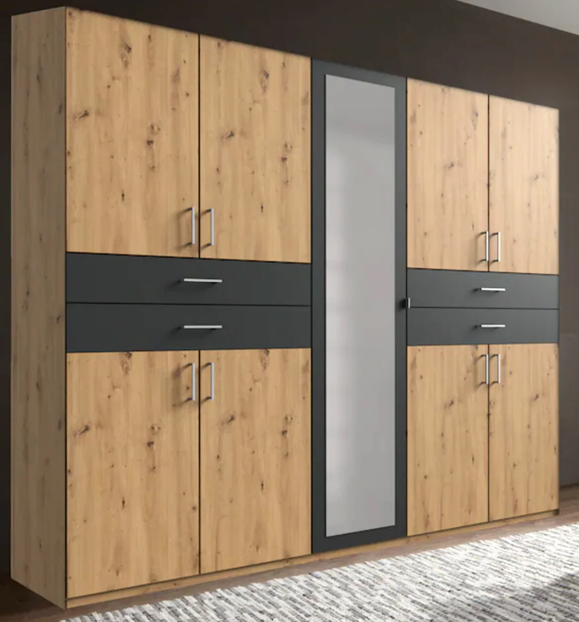 Drehtürenschrank Taiga 5-türig mit Spiegeltür und 4 Schubladen B/H/T ca. 225 x 208 x 58 cm - Image 8